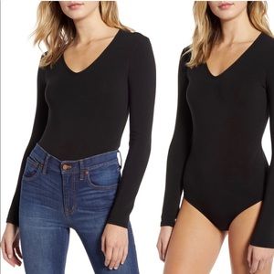 Madewell V-neck Black Bodysuit
